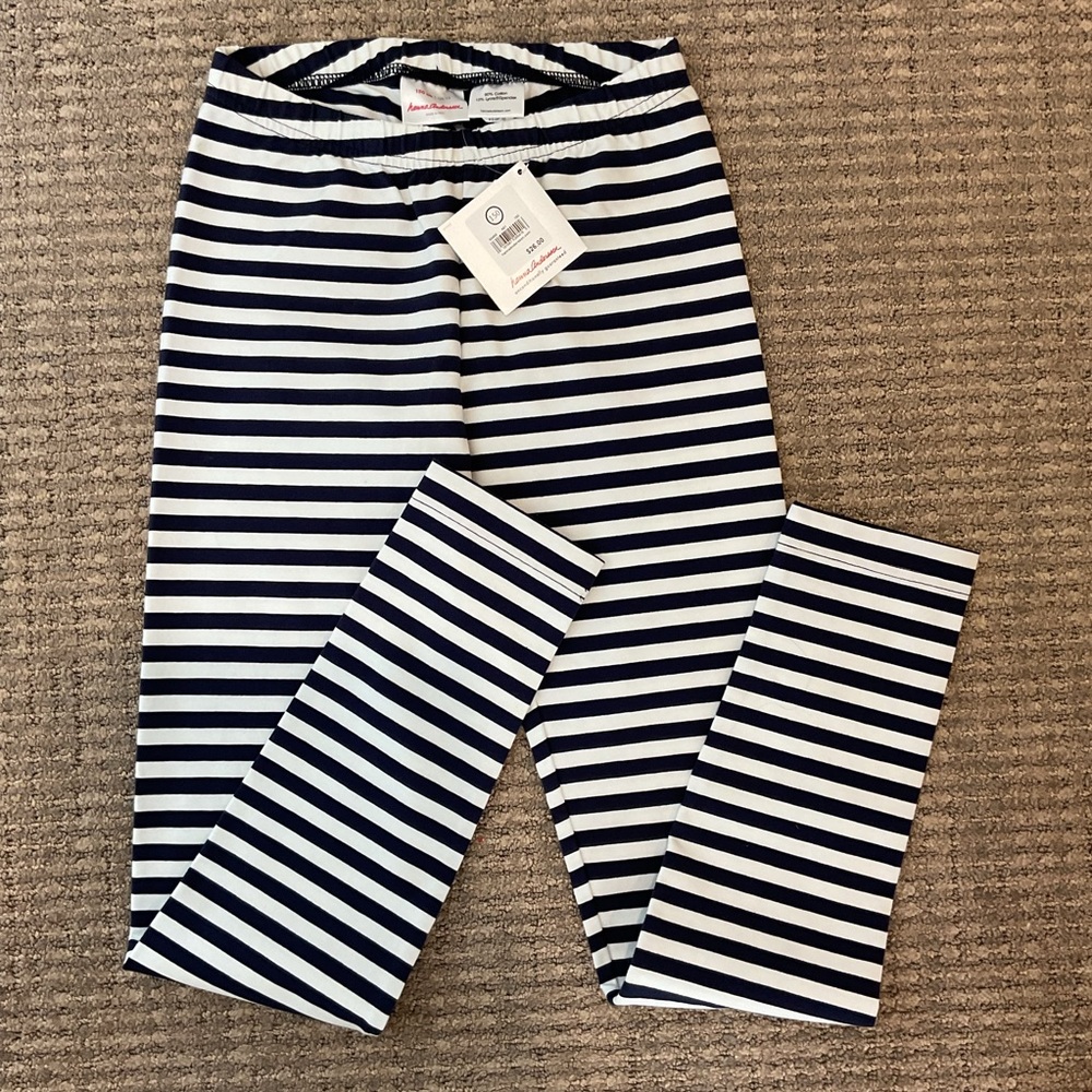 Hanna Andersson black and white striped cotton leggings nwt 150 12 basic bright